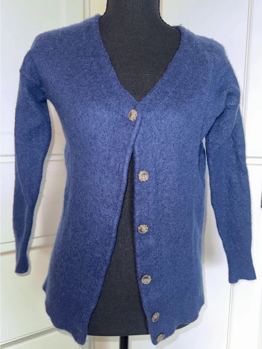 Madewell Merino Wool Blend Cardigan Sweater Women’s XXS Blue V Neck Button Front